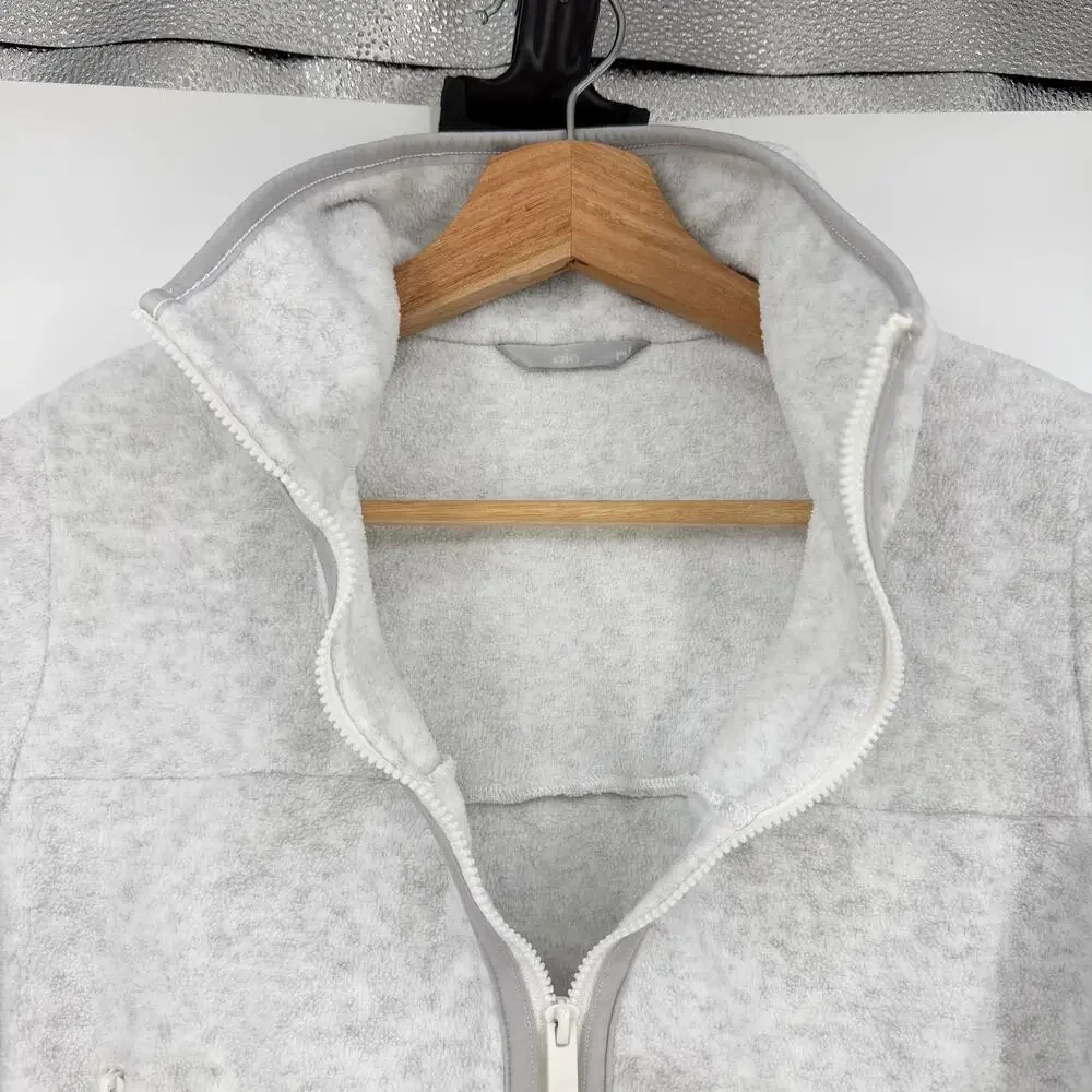 alo | Polar Fleece Retreat Cropped Jacket in White Heather Grey XS